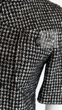 CHANEL 14B Black White Wool Silk Tweed Dress 34 38 シャネル ブラック ホワイト ウール シルク ツイード ワンピース 即発