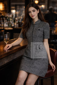 CHANEL 14B Black White Wool Silk Tweed Dress 34 38 シャネル ブラック ホワイト ウール シルク ツイード ワンピース 即発