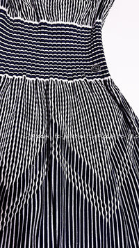 CHANEL 14S Navy White Stripe Stretch Knit Dress 34 シャネル ネイビー ストライプ ストレッチ ニット ワンピース 即発