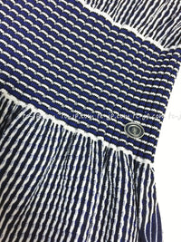 CHANEL 14S Navy White Stripe Stretch Knit Dress 34 シャネル ネイビー ストライプ ストレッチ ニット ワンピース 即発
