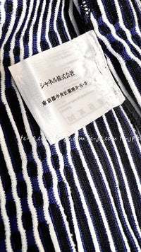 CHANEL 14S Navy White Stripe Stretch Knit Dress 34 シャネル ネイビー ストライプ ストレッチ ニット ワンピース 即発