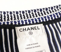 CHANEL 14S Navy White Stripe Stretch Knit Dress 34 シャネル ネイビー ストライプ ストレッチ ニット ワンピース 即発