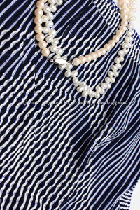 CHANEL 14S Navy White Stripe Stretch Knit Dress 34 シャネル ネイビー ストライプ ストレッチ ニット ワンピース 即発