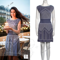 CHANEL 14S Navy White Stripe Stretch Knit Dress 34 シャネル ネイビー ストライプ ストレッチ ニット ワンピース 即発