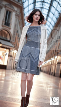 CHANEL 14S Wine Red White Stripe Stretch Knit Dress 40 42 シャネル ワイン レッド ホワイト ストライプ ストレッチ ニット ワンピース 即発