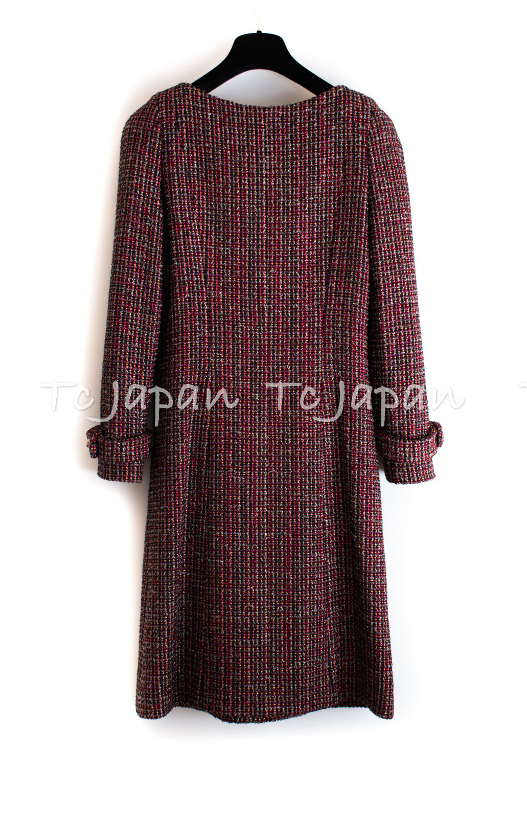 CHANEL 12PF Burgundy Wine Gripox Buttons Tweed Dress 36 シャネル バーガンディー ワインレッド グリポワ 宝石 ボタン ツイード ワンピース