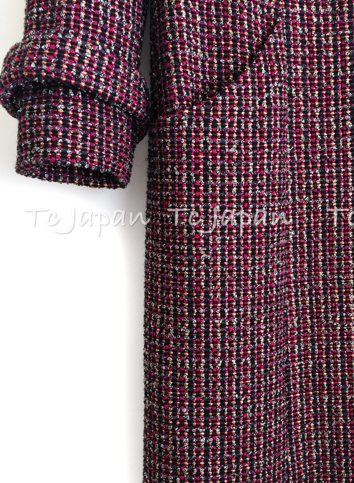 CHANEL 12PF Burgundy Wine Gripox Buttons Tweed Dress 36 シャネル バーガンディー ワインレッド グリポワ 宝石 ボタン ツイード ワンピース