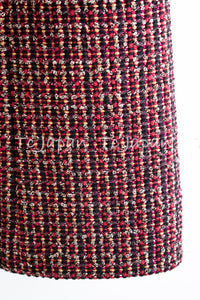 CHANEL 12PF Burgundy Wine Gripox Buttons Tweed Dress 36 シャネル バーガンディー ワインレッド グリポワ 宝石 ボタン ツイード ワンピース