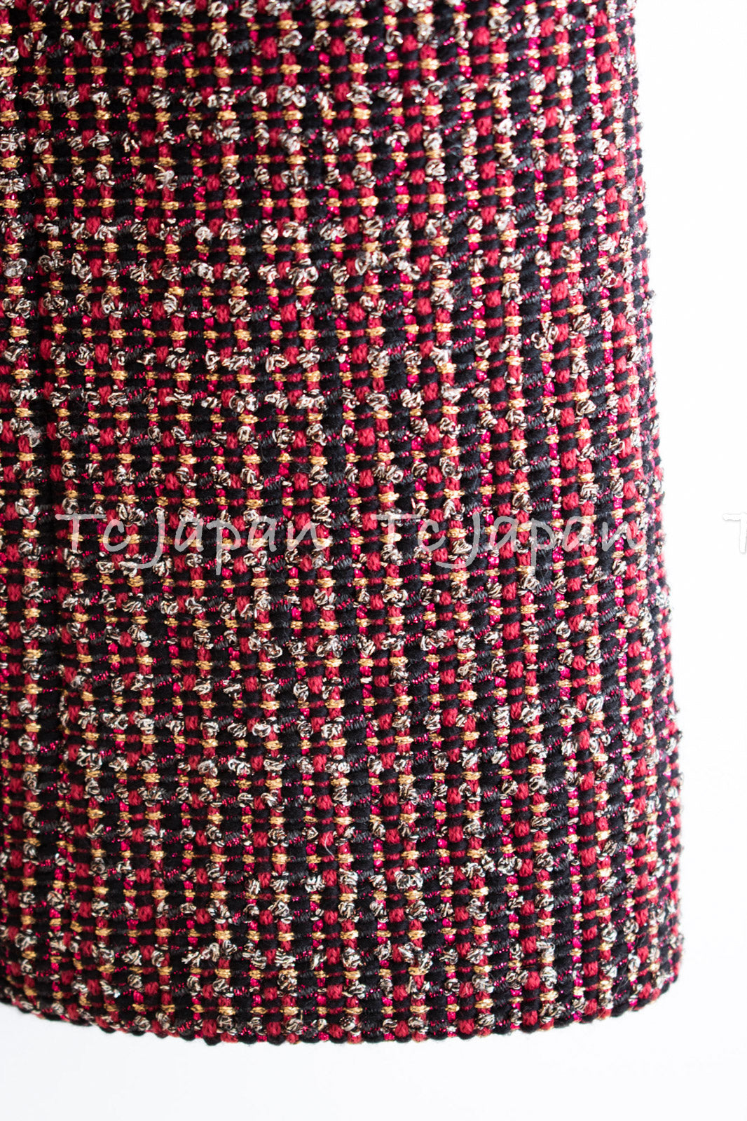 CHANEL 12PF Burgundy Wine Gripox Buttons Tweed Dress 36 シャネル バーガンディー ワインレッド グリポワ 宝石 ボタン ツイード ワンピース