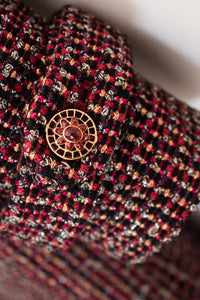 CHANEL 12PF Burgundy Wine Gripox Buttons Tweed Dress 36 シャネル バーガンディー ワインレッド グリポワ 宝石 ボタン ツイード ワンピース
