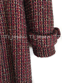 CHANEL 12PF Burgundy Wine Gripox Buttons Tweed Dress 36 シャネル バーガンディー ワインレッド グリポワ 宝石 ボタン ツイード ワンピース