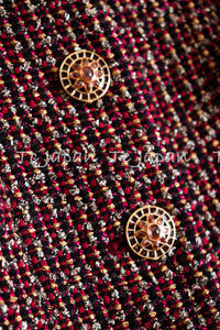 CHANEL 12PF Burgundy Wine Gripox Buttons Tweed Dress 36 シャネル バーガンディー ワインレッド グリポワ 宝石 ボタン ツイード ワンピース