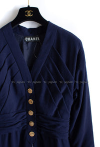 CHANEL Haute Couture Navy Dress 38 シャネル オートクチュール ネイビー ワンピース 即発