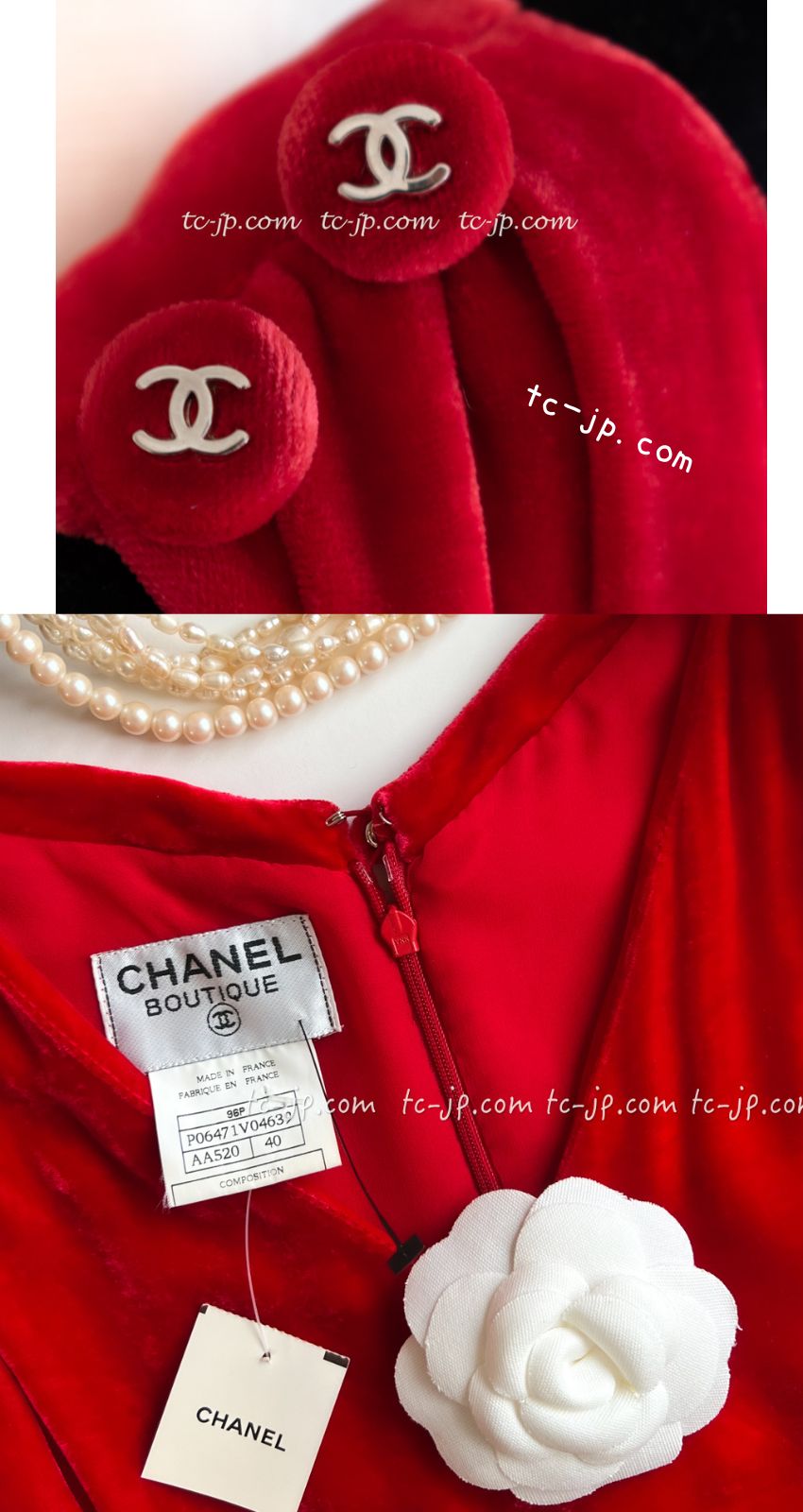 CHANEL 96S Red Velvet Dress 38 40 シャネル スーパーモデルのレッド ベルベット ドレス ワンピース 即発
