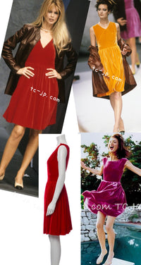 CHANEL 96S Red Velvet Dress 38 40 シャネル スーパーモデルのレッド ベルベット ドレス ワンピース 即発