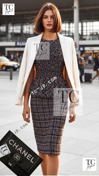 CHANEL 16B Charcoal Gray Tweed Dress 38 シャネル チャコールグレー ウール ツイード ワンピース 即発