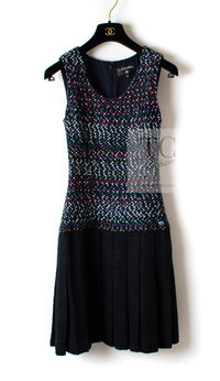 CHANEL 17PS Black Navy Multicolor Cotton Dress 34 シャネル ブラック ネイビー マルチカラー コットン ワンピース キャサリン妃 即発