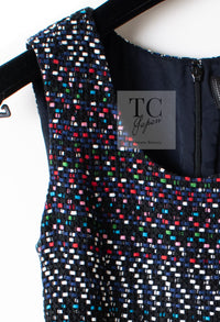 CHANEL 17PS Black Navy Multicolor Cotton Dress 34 シャネル ブラック ネイビー マルチカラー コットン ワンピース キャサリン妃 即発