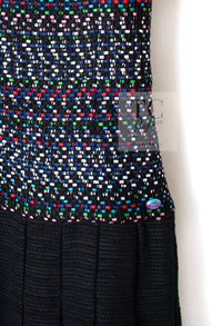 CHANEL 17PS Black Navy Multicolor Cotton Dress 34 シャネル ブラック ネイビー マルチカラー コットン ワンピース キャサリン妃 即発