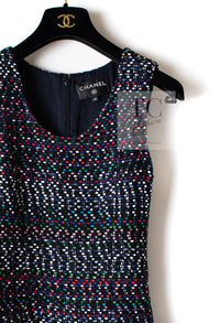 CHANEL 17PS Black Navy Multicolor Cotton Dress 34 シャネル ブラック ネイビー マルチカラー コットン ワンピース キャサリン妃 即発