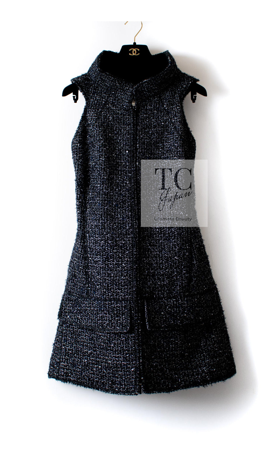 シャネル ワンピース CHAENL ブラック メタリック チュニック 女優 エマワトソン 着 13A Black Metallic  Sleeveless Tunic Dress Emma Watson – TC JAPAN