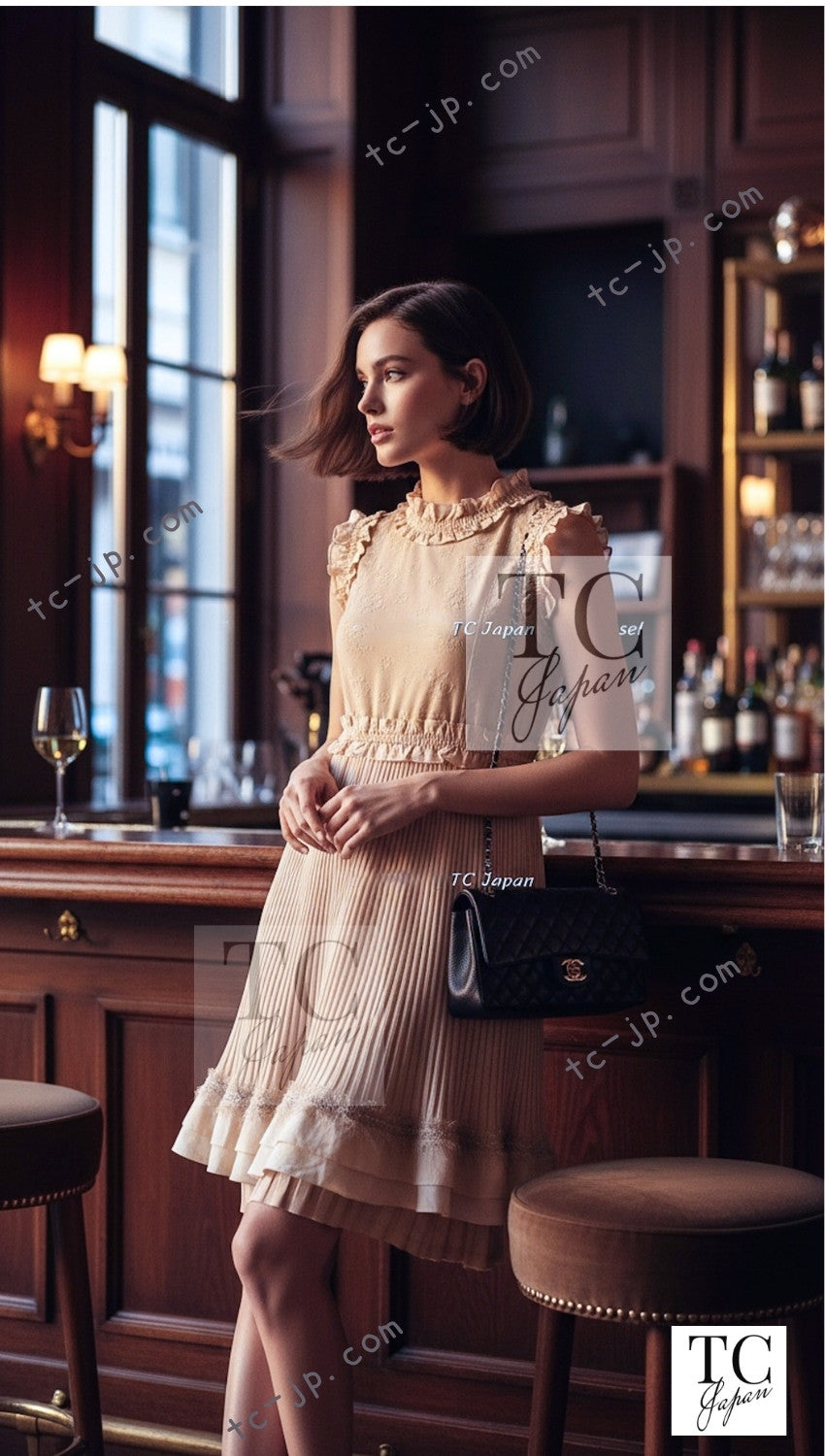 シャネル ワンピース CHANEL ベージュ グラデュエーション シャネル ワンピース CHANEL ベージュ グラデュエーション