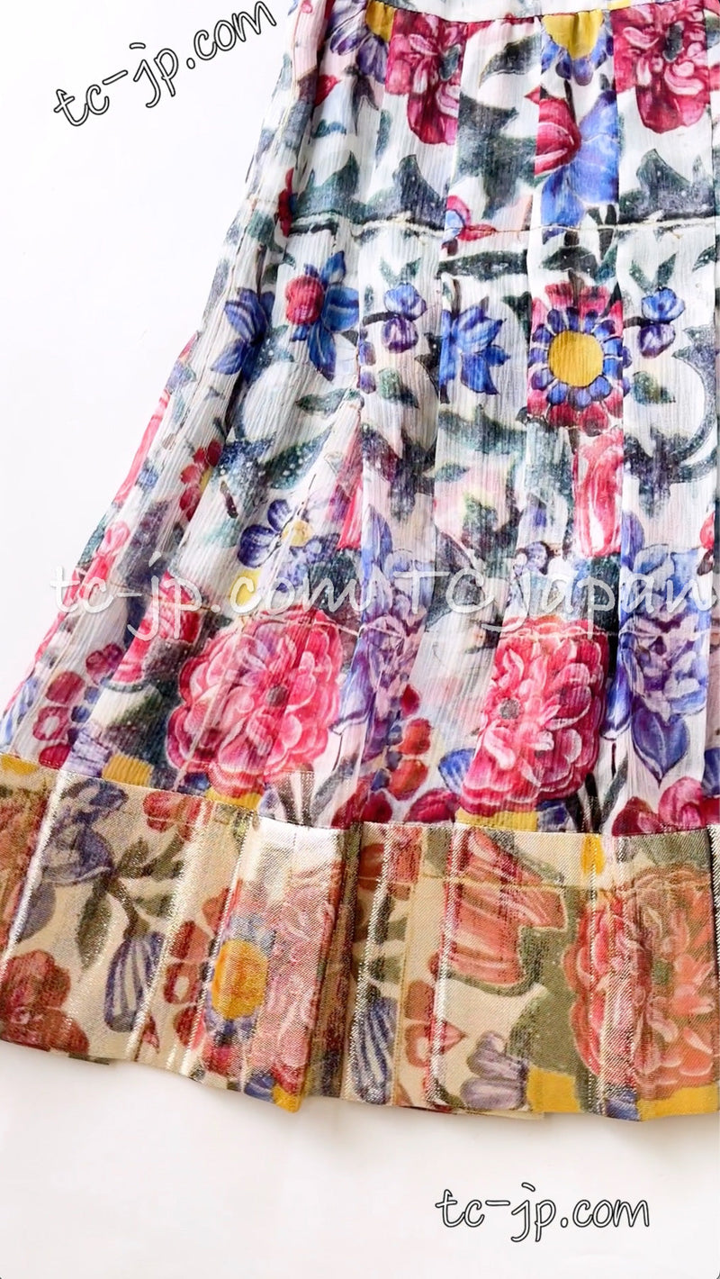 CHANEL 15C Floral Multi Color Sleeveless Silk Dress 34 シャネル フローラル マルチカラー シルク ワンピース 即発