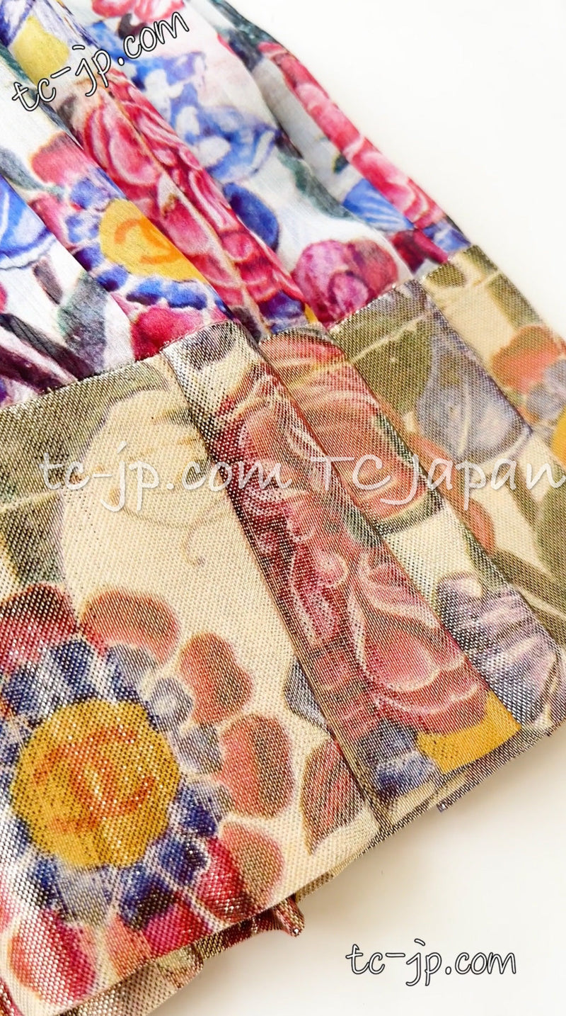 CHANEL 15C Floral Multi Color Sleeveless Silk Dress 34 シャネル フローラル マルチカラー シルク ワンピース 即発