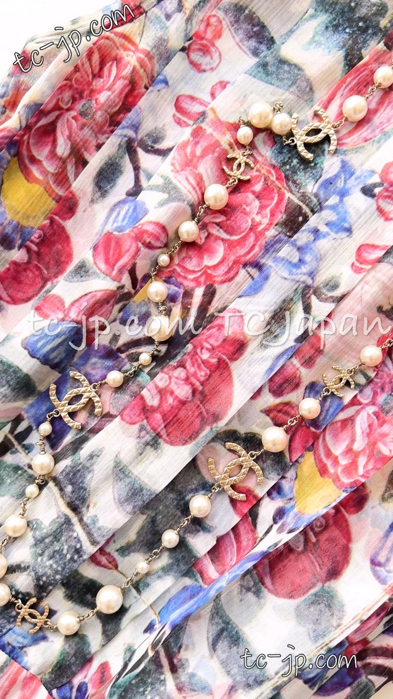 CHANEL 15C Floral Multi Color Sleeveless Silk Dress 34 シャネル フローラル マルチカラー シルク ワンピース 即発