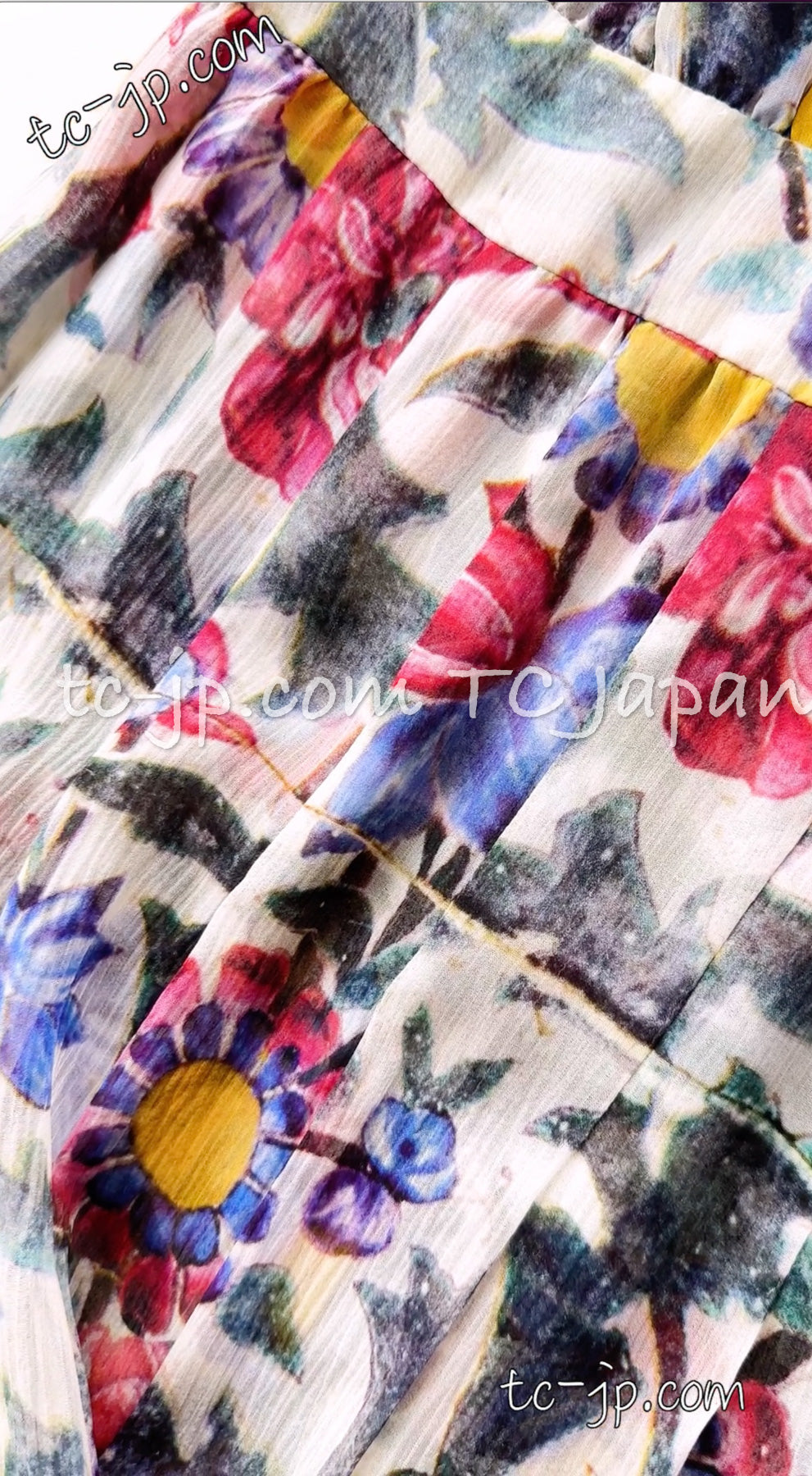 CHANEL 15C Floral Multi Color Sleeveless Silk Dress 34 シャネル フローラル マルチカラー シルク ワンピース 即発