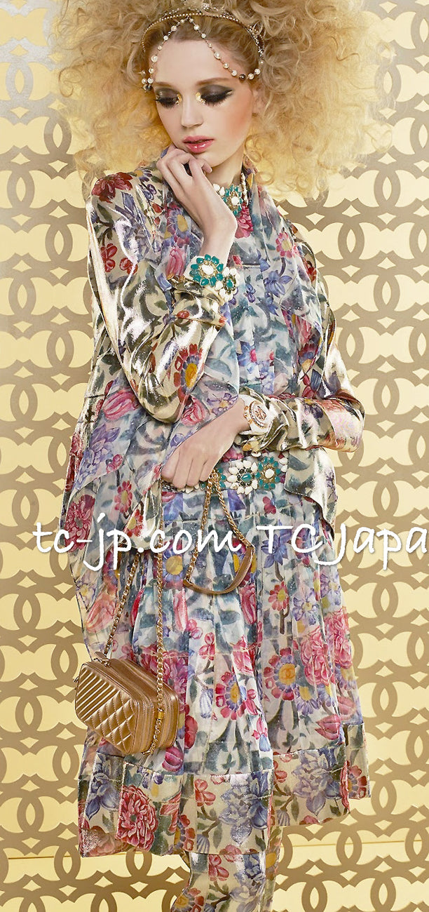 CHANEL 15C Floral Multi Color Sleeveless Silk Dress 34 シャネル フローラル マルチカラー シルク ワンピース 即発