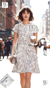 CHANEL 15S White Ivory Black Red Cotton Tweed Dress 38 シャネル ホワイト アイボリー ブラック レッド コットン ツイード フレア ワンピース 即発