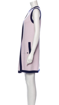 CHANEL 15S Pale pink Navy Trim Cashmere Knit Dress 38 シャネル ペール ピンク ネイビー トリム カシミア ニット ワンピース 即発