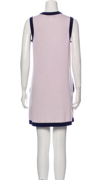 CHANEL 15S Pale pink Navy Trim Cashmere Knit Dress 38 シャネル ペール ピンク ネイビー トリム カシミア ニット ワンピース 即発