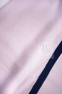 CHANEL 15S Pale pink Navy Trim Cashmere Knit Dress 38 シャネル ペール ピンク ネイビー トリム カシミア ニット ワンピース 即発