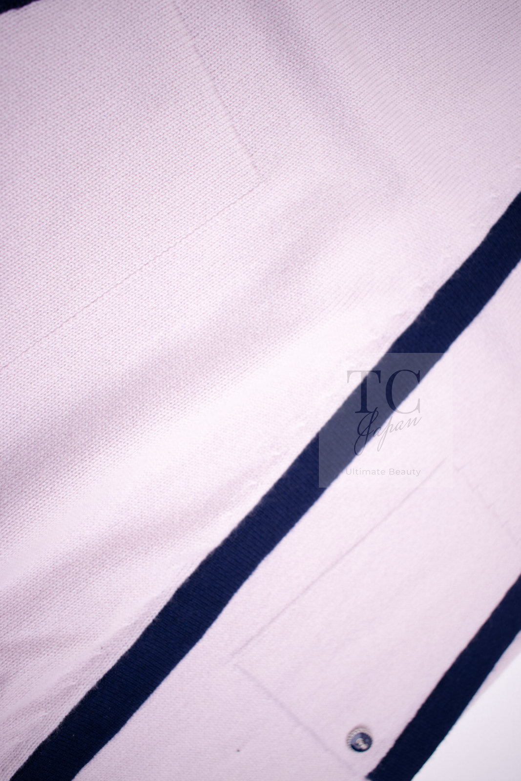 CHANEL 15S Pale pink Navy Trim Cashmere Knit Dress 38 シャネル ペール ピンク ネイビー トリム カシミア ニット ワンピース 即発