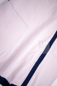 CHANEL 15S Pale pink Navy Trim Cashmere Knit Dress 38 シャネル ペール ピンク ネイビー トリム カシミア ニット ワンピース 即発