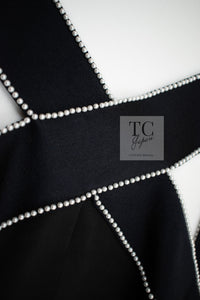 CHANEL 05A Black Silk Silk Taffeta Pearl Trim Dress 34 シャネル ブラック パール トリム シルク ドレス ワンピース 即発
