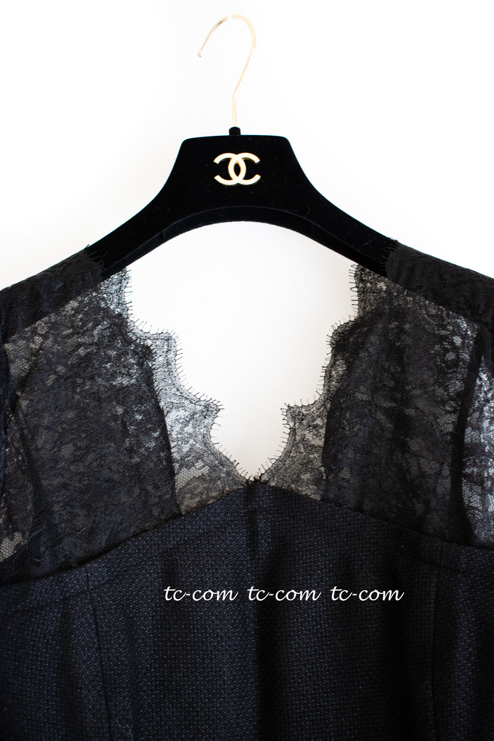 CHANEL 12A $12K Black Lace CC Logo Zipper Party Long Dress 42 | TW