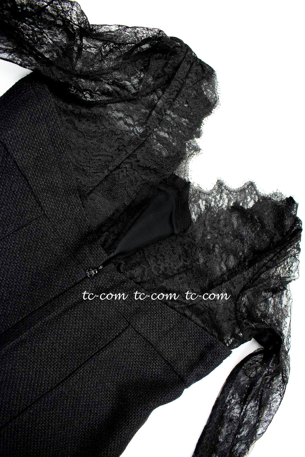 CHANEL 12A $12K Black Lace CC Logo Zipper Party Long Dress 42 | TW