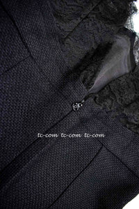 CHANEL 12A $12K Black Lace CC Logo Zipper Party Long Dress 42 | TW