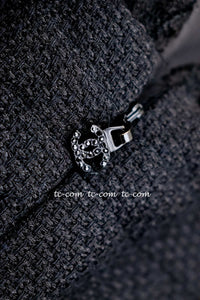 CHANEL 12A $12K Black Lace CC Logo Zipper Party Long Dress 42 | TW