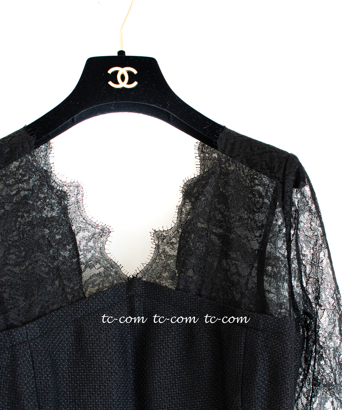 CHANEL 12A $12K Black Lace CC Logo Zipper Party Long Dress 42 3