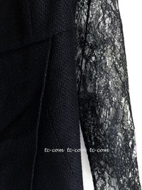 CHANEL 12A $12K Black Lace CC Logo Zipper Party Long Dress 42 17