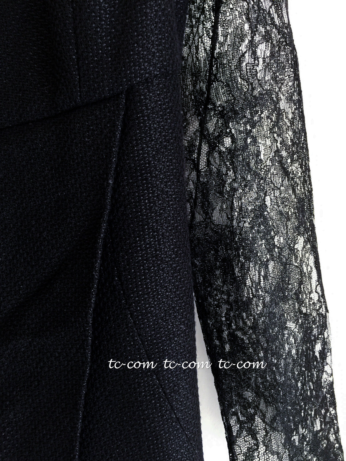 CHANEL 12A $12K Black Lace CC Logo Zipper Party Long Dress 42 17