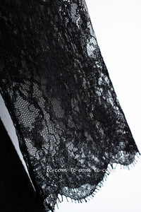 CHANEL 12A $12K Black Lace CC Logo Zipper Party Long Dress 42 4