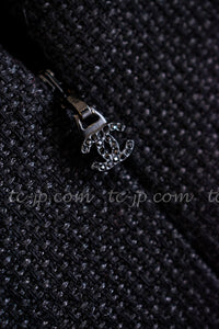 CHANEL 12A $12K Black Lace CC Logo Zipper Party Long Dress 42 20