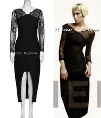 CHANEL 12A $12K Black Lace CC Logo Zipper Party Long Dress 42 | TW