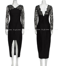CHANEL 12A $12K Black Lace CC Logo Zipper Party Long Dress 42 2