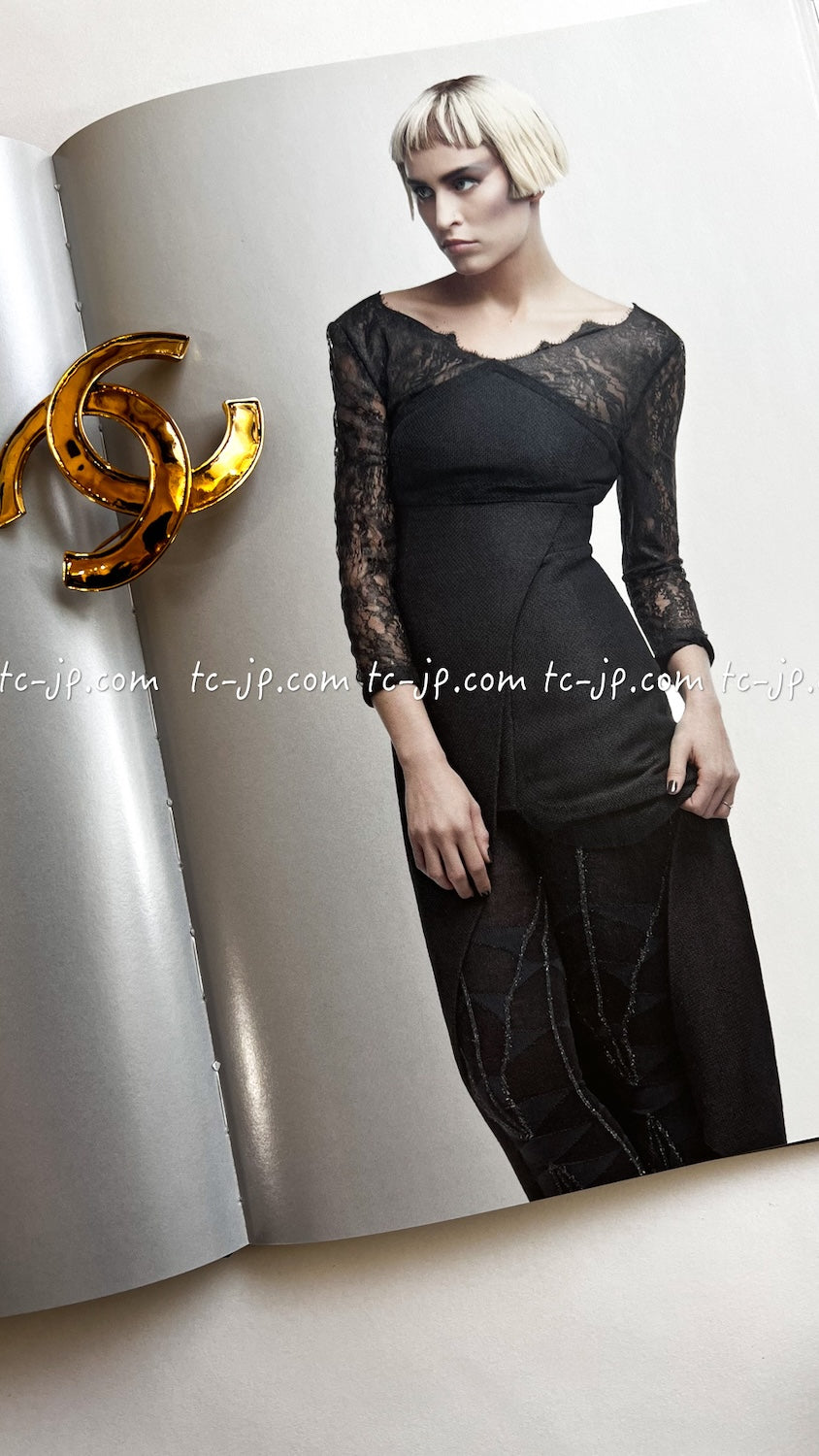 CHANEL 12A $12K Black Lace CC Logo Zipper Party Long Dress 42 | TW